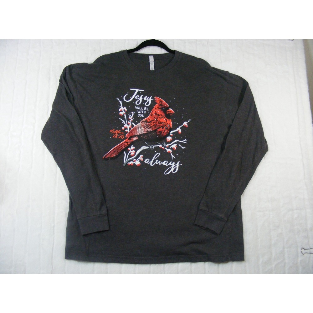 Love in Faith Graphic Tee Women XL Gray Excellent Cardinal Religious Long Sleeve